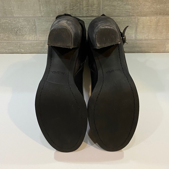 Via Spiga‎ 3 Buckle Black Leather Upper Zip Up Knee Boot Round Toe Size 11M - Picture 10 of 12